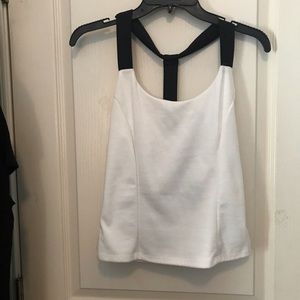 White and black racer back style tank top